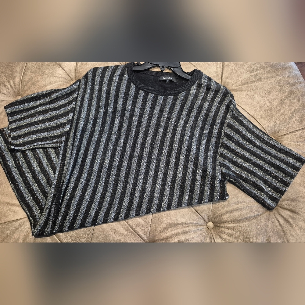 Striped Metallic Black and Gray Sweater Dress